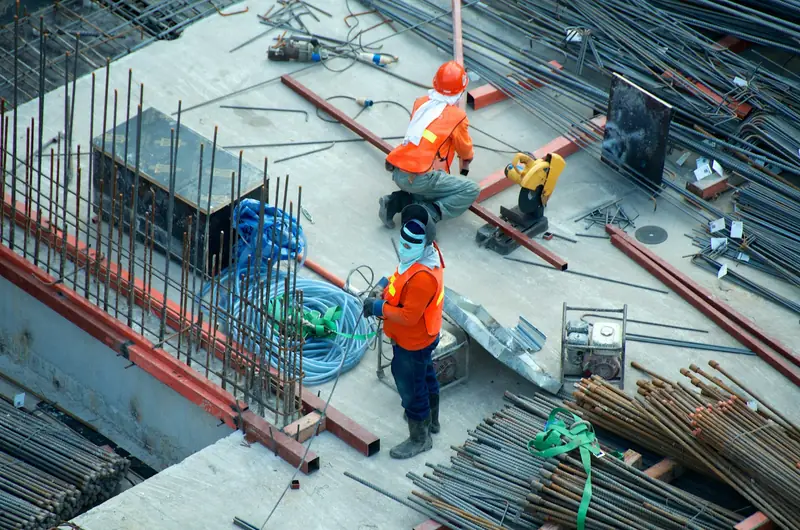A construction crew working on a building site